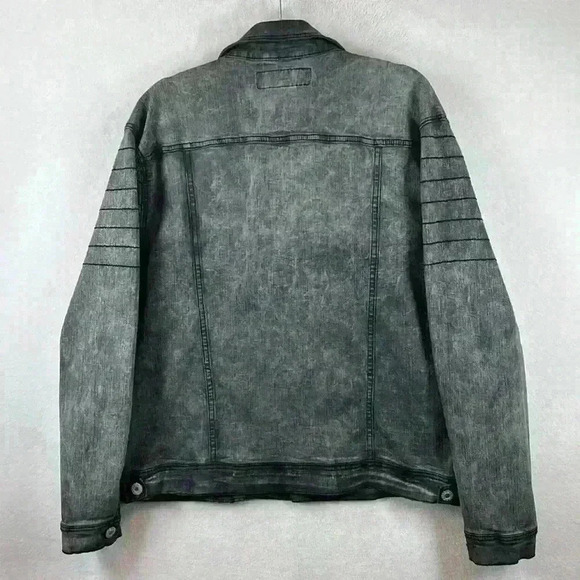 Decree Men’s Denim Jean Jacket Sz XXL Black Acid Cotton Deco Stitched Very Nice - Picture 4 of 10